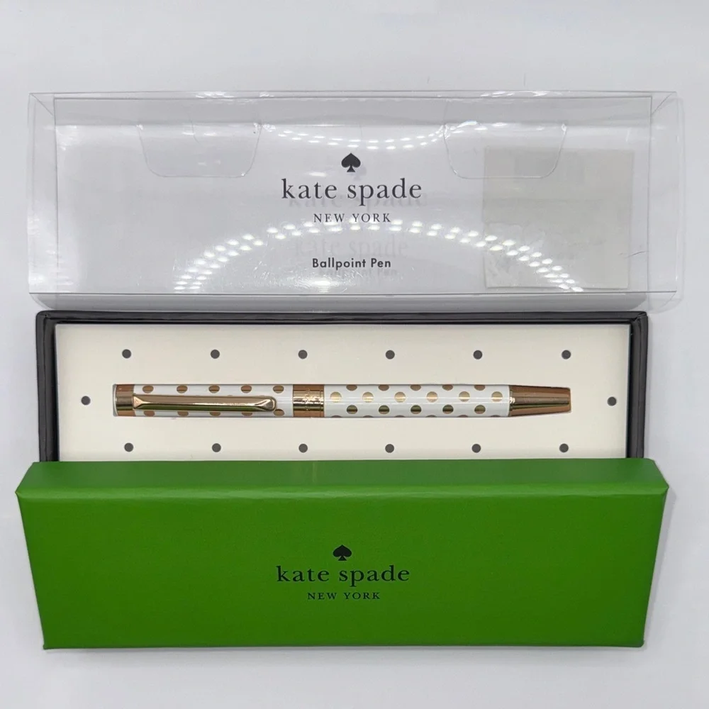 Kate Spade Gold & White Polka Dot Pen